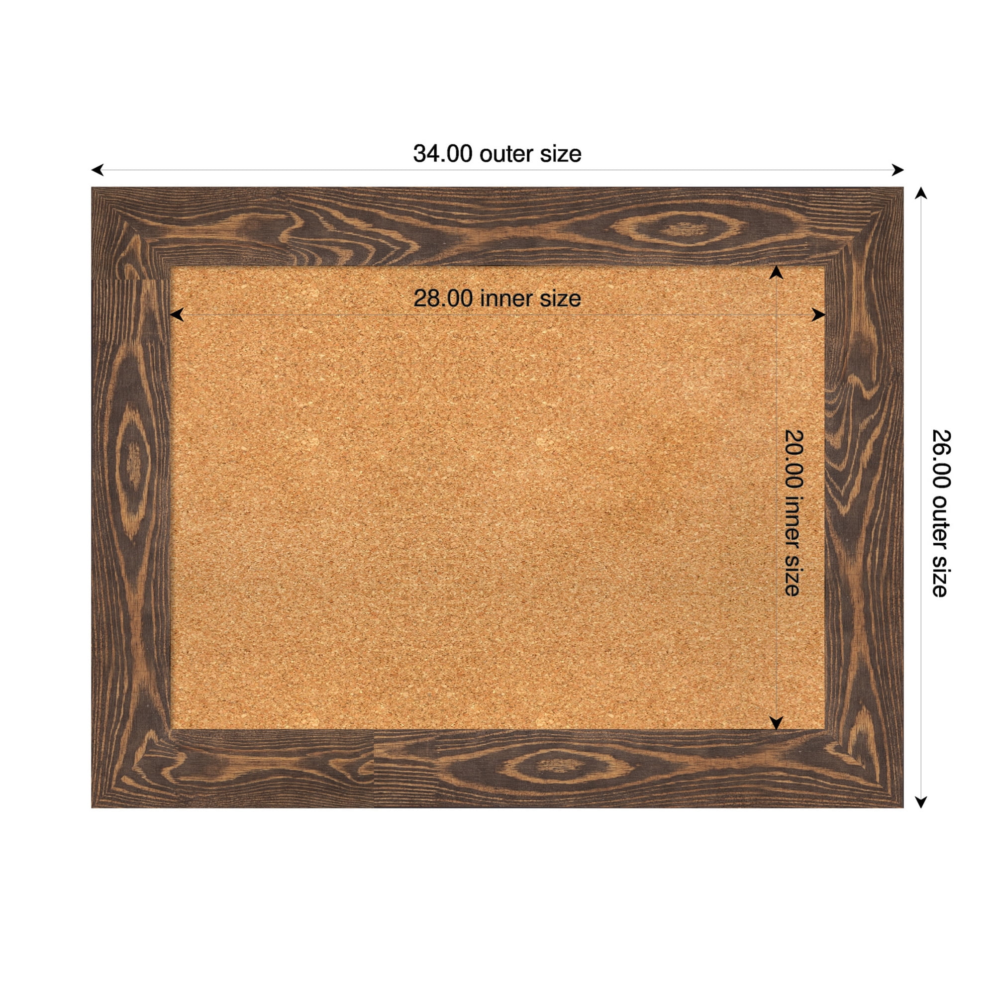 Amanti Art Natural Cork Board Wood Framed Bridge Brown Bulletin Board 34 in. x 26 in.