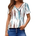 thumbnail image 3 of UVN Blouses for Women Summer Short Sleeve V Neck Button Shirts Dressy Casual Business Tunic Tops, 3 of 9
