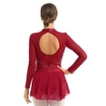 thumbnail image 2 of iEFiEL Womens Long Sleeves Ballet Dance Leotard Dress Figure Ice Skating Roller Skating Dress, 2 of 7