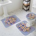 thumbnail image 3 of Blue White Daisy Flowers Bathroom Rugs Set Spring Plants Watercolor Style Non Slip Absorbent Soft Bath Mats 3 Piece Set with Bathroom Rug, U-Shaped Floor Mat, Toilet Seat Cover Large Size, 3 of 9