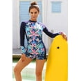 thumbnail image 5 of Women's Boy Short Long Sleeve Swimsuits One Piece Zipper Rash Guard Bathing Suit Swimwear UPF 50+, 5 of 6