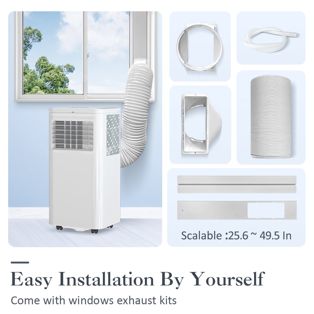 PRO CHOICE Portable Air Conditioner 10000 BTU(Ashrae) for Room Cooling up to 300 Sq.ft, 24H Timer Room AC w/Remote Control, White