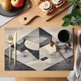 thumbnail image 2 of Black Beige Placemats Set of 12 Geometric Abstract Art Rhombus Place Mats Indoor Wipeable Table Mats Washable Cloth Dining Table Placemats for Kitchen Holiday Party Home Decor 13x19 Inch, 2 of 9
