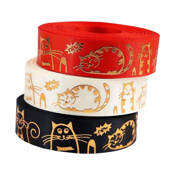 Paquete de 3 cintas decorativas para envolver regalos, 2 cm x 4,6 m, impresas para fiestas temáticas, envoltura de regalos y manualidades.