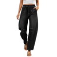 thumbnail image 2 of Asgosdo Women Elastic High Waist Barrel Denim Pants Casual Loose Stretch Jeans with Side Pockets S XXXL, 2 of 5