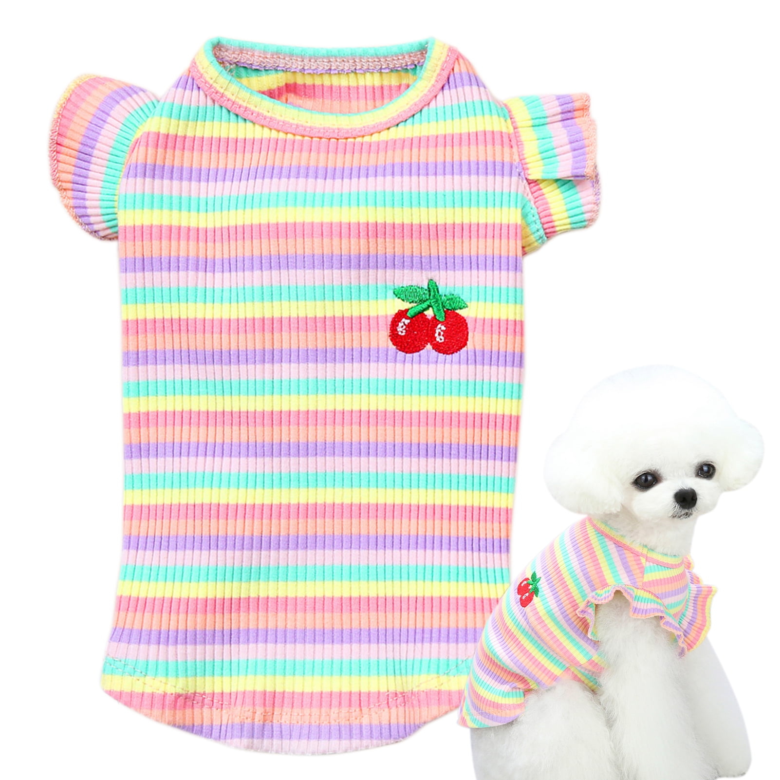 CHBORLESS Girl Dog Striped Shirt Cute Puppy Clothes Pet Tshirt (X