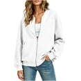 thumbnail image 2 of Otvok Loose Zip‑Up Sweatshirts Coat, Womens Baseball‑Collar Long‑Sleeve Casual Jacket, 2 of 7