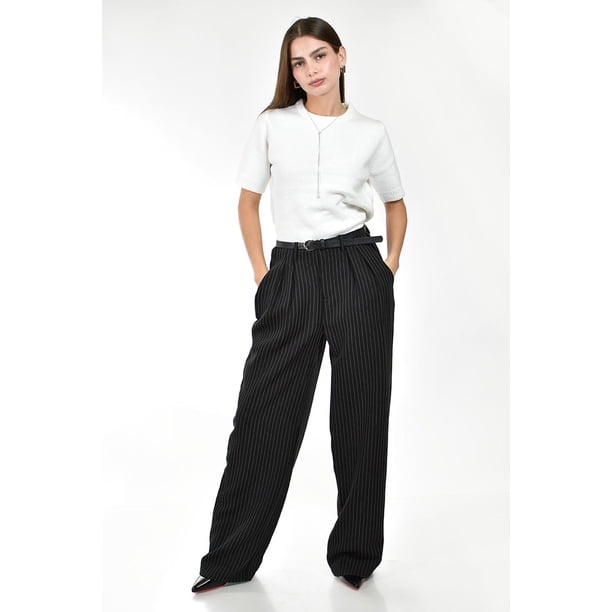 Pantalon sastre rayado con cinto Roman Fashion /Juvenil, 9404 (Negro lineas) negro M