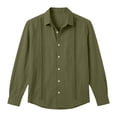 thumbnail image 4 of Guayabera Linen Shirts for Men Short Sleeve Button Down Shirt Hawaiian Shirt Hippie Summer Beach Vacation Shirts Army Green XXXL, 4 of 5