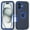 Blue/Dark Blue, variant on Hotpom Phone Case for iPhone 16 Plus Heavy Duty Shockproof Dustproof Phone Case, Black/ Black