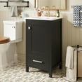 thumbnail image 2 of Noble House 18" Modern Bathroom Vanity with Ceramic Sink,White, 2 of 10