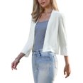 thumbnail image 4 of INSPIRE CHIC 3/4 Sleeve Cropped Cardigan for Women's Knit Sweaters Lightweight Open Front Bolero Shrug L White, 4 of 6