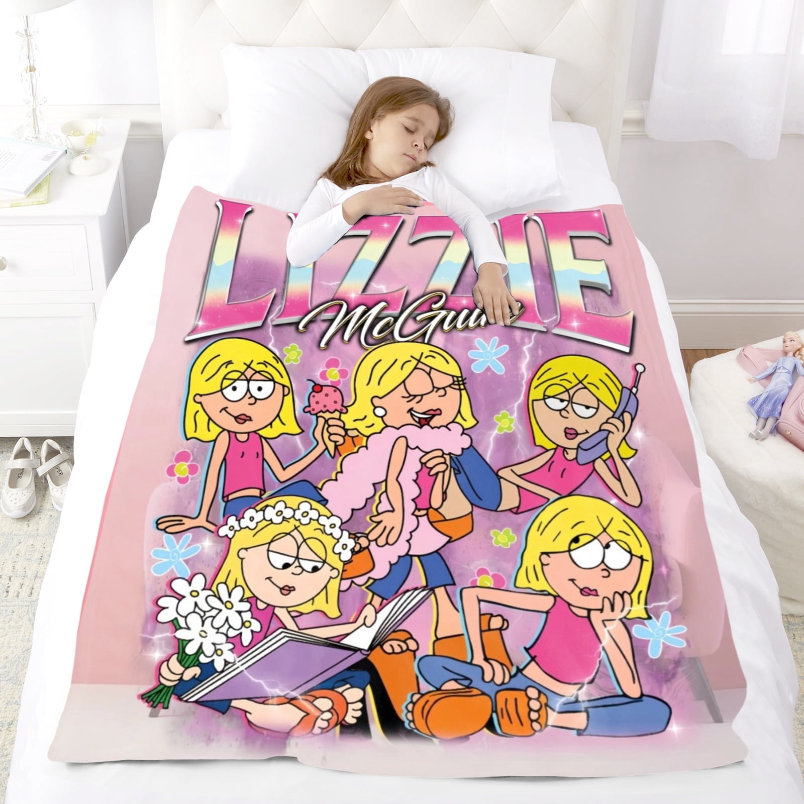 Lizzie Mcguire Banner Throw Blanket Gifts for Fans Lover Girls Boys Women Present Hoodie Him Bed 40"x50"