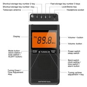 Portable Pocket Radio, NOAA Weather Radio, TSV Emergency Radio with AM FM WB, Transistor Analog Radio Powered by 2 AAA Batteries, with Best Reception, Earphone Jack, LCD Display, Black