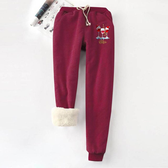 Qertyioot 2024 Nouvelle Année Réinitialiser Mode Femmes Décontracté Imprimé Extensible Dames Taille Haute Garder au Chaud Pantalon Long Pantalon Pleine Longueur Leggings