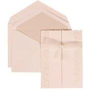 JAM Paper Wedding Invitation Set, Large, 5 1/2 x 7 3/4, White Card with Crystal Lined Envelope and Ivory Castilian Ribbon Set, 50/pack