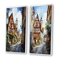 thumbnail image 3 of Designart "Street in Rothenburg, Germany II" Germany Framed Wall Art Set Of 2 - Beige Landscapes Framed Canvas Set For Living Room Decor, 3 of 7