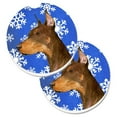 thumbnail image 1 of Doberman Winter Snowflakes Holiday Set of 2 Cup Holder Car Coaster, 1 of 1