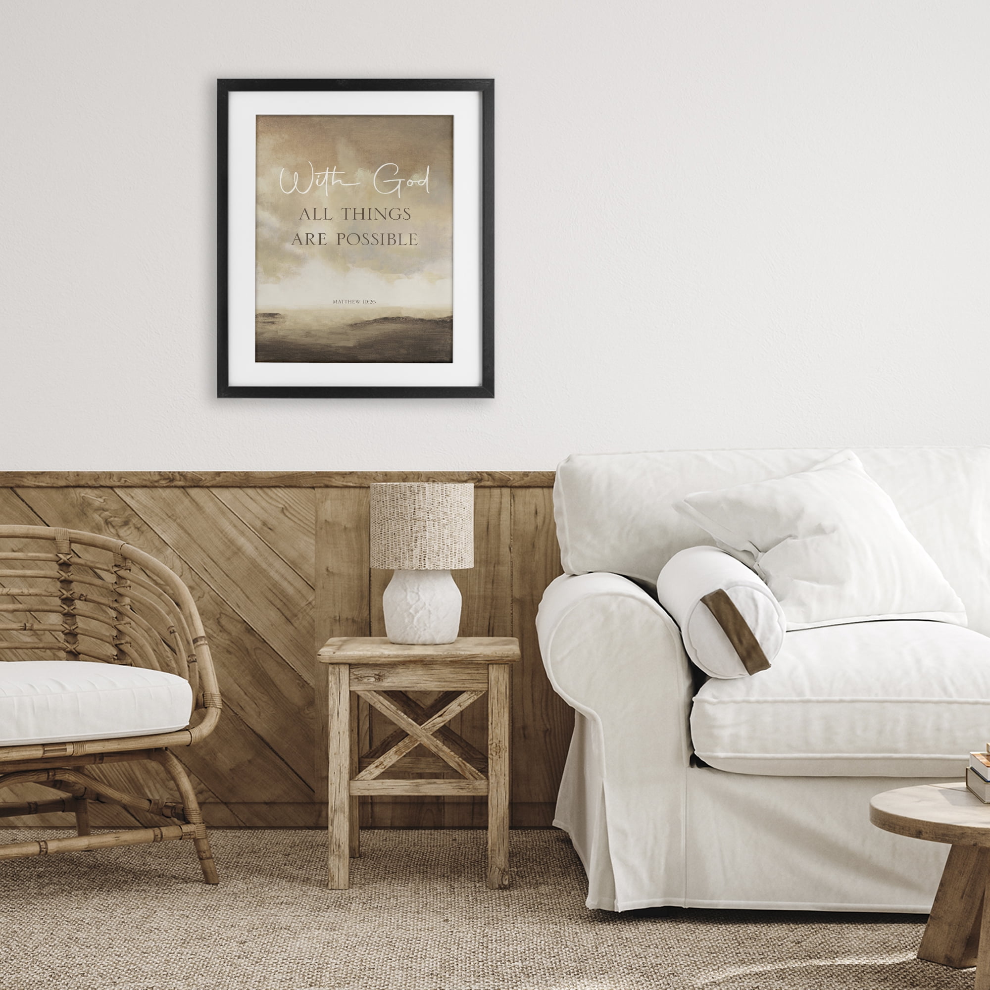 Stupell Industries With God Matthew Proverb Black Framed Print Under Glass, design by John Spaeth