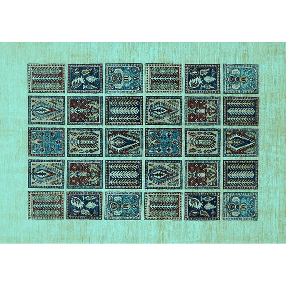 Ahgly Company Indoor Rectangle Abstract Light Blue Modern Area Rugs, 8' x 12'