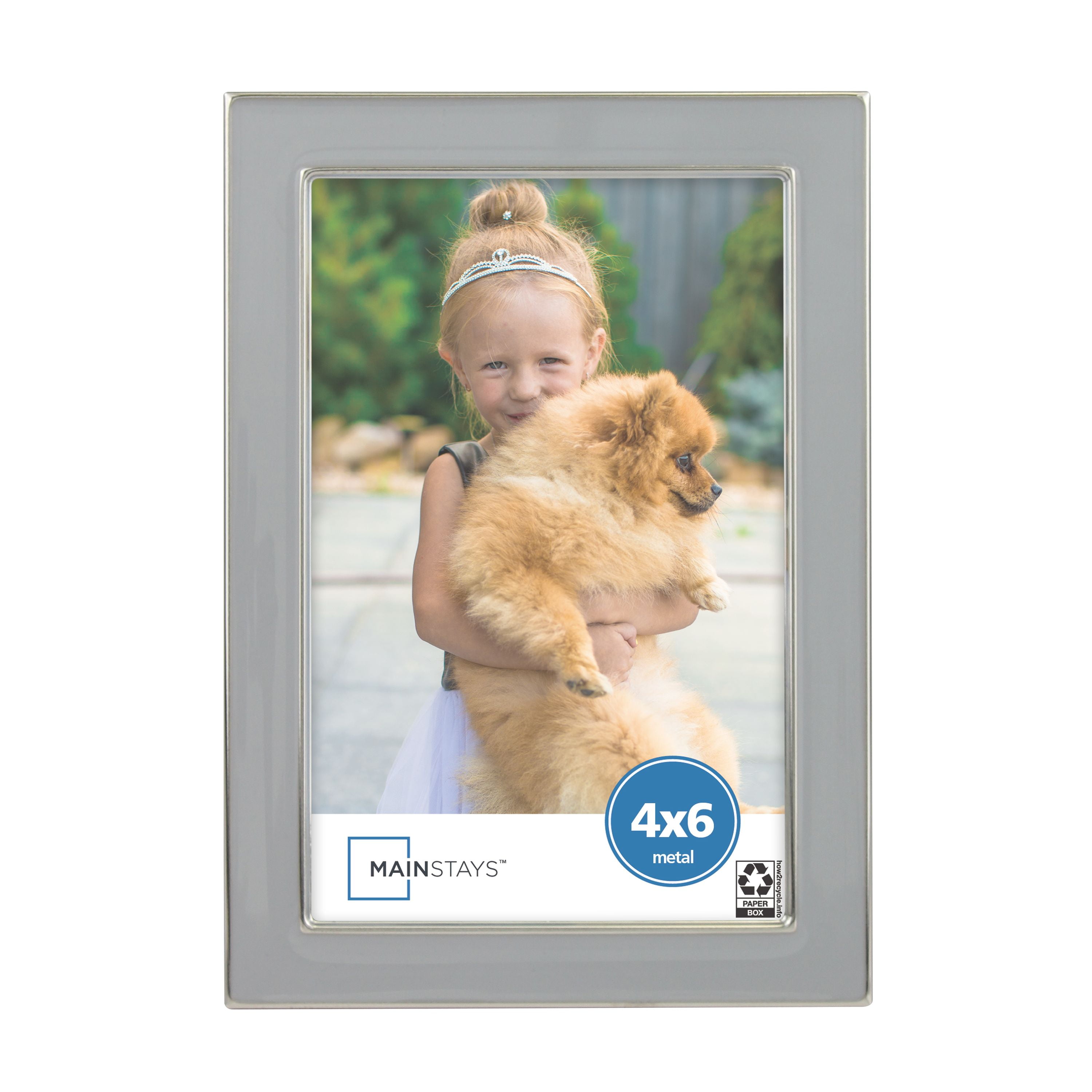 Better Homes & Gardens 4" x 6" Rectangle Metal Tabletop Picture Frame, Gray