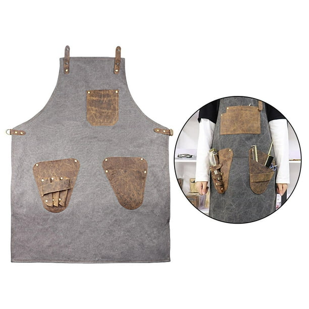 Delantal de barbero bolsillos Delantal de trabajo de tela de peluquería para chef, permanente, tinte para el cabello, peluquería, - Luz claro Yinane delantal de peluquero estilista