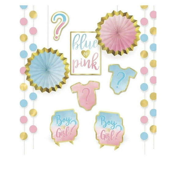 The Big Reveal Gender Pink Blue Baby Shower Party Room 12pc Decorating Kit