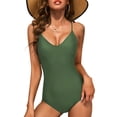 thumbnail image 2 of LYMAYTER One Piece Swimsuits for Women Summer Trendy V Neck Crisscross Backless Slimming Swimwear S M L, 2 of 8