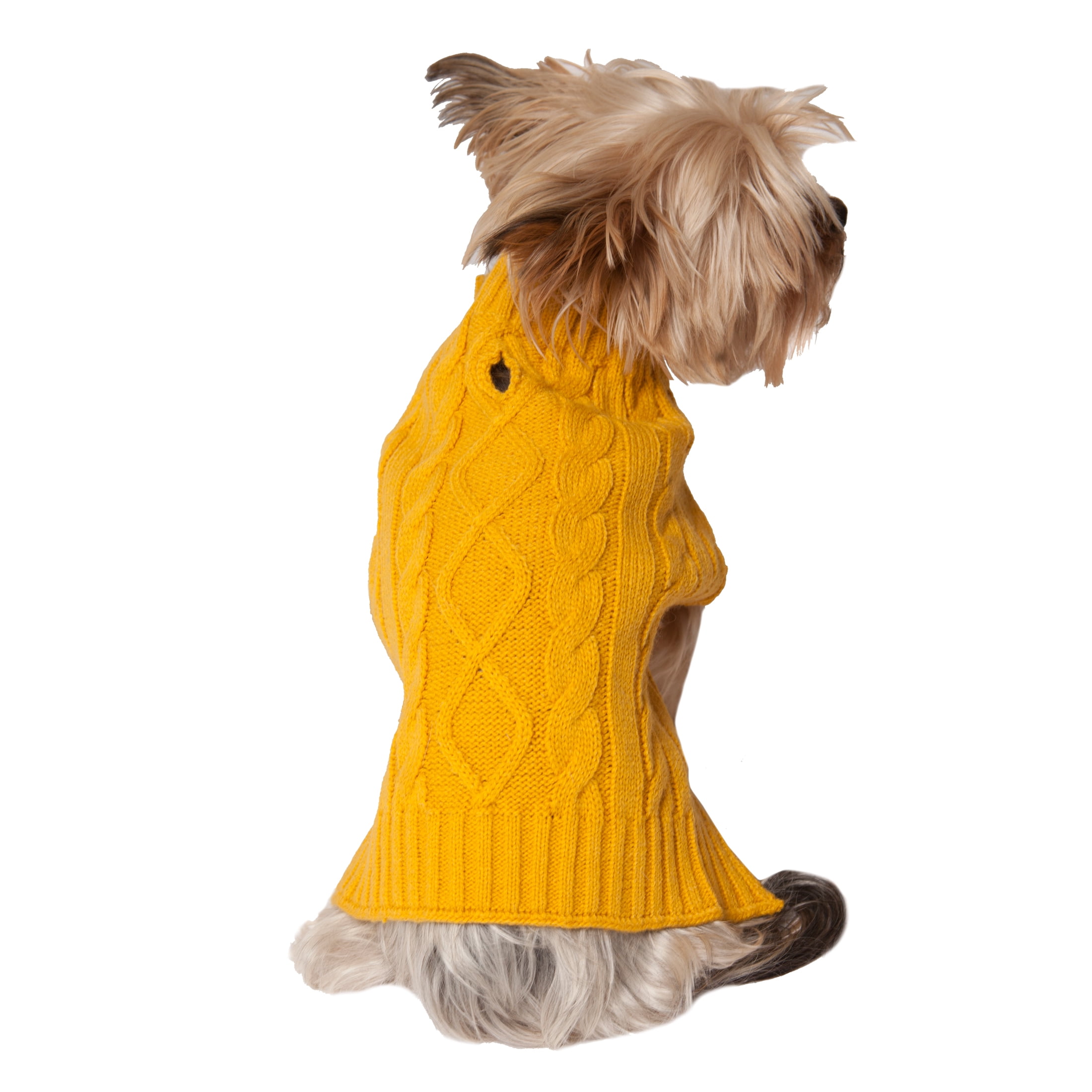 Vibrant Life Fall Mustard Cable Knit Dog Sweater