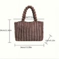 thumbnail image 5 of Large Capacity Plush Tote Bag, Stiped Faux Fur Shoulder Bag, Women's Soft Fluffy Handbag, 5 of 5