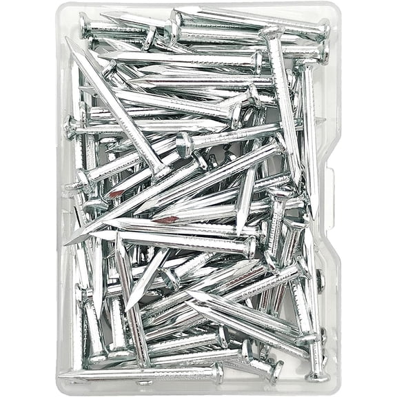 80 count 1-1/4 Inch White Zinc Plated Concrete Nails,Rust Resistant Masonry Nails for Concrete, Brick, Indoor and Light Outdoor Use