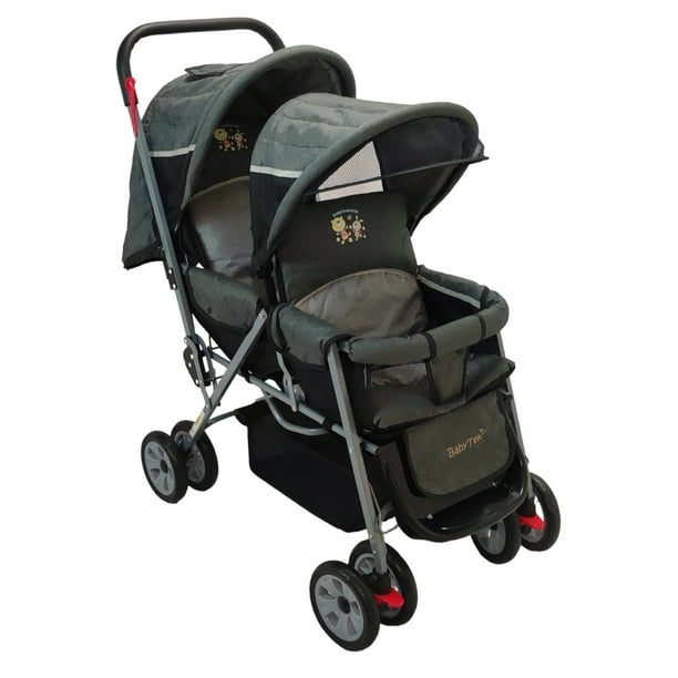 The Baby Shop Carriola Gemelar Moderna Gris Bebé Y Niño Doble Plegable Moderna