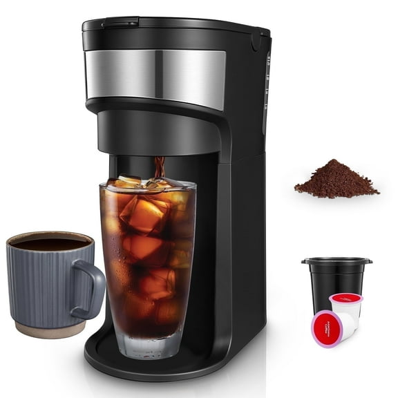 Aicook Coffee Maker, Single Serve Iced and Hot Coffee Brewer Compatible with K Pod, 1000w, 4 Brewing Sizes