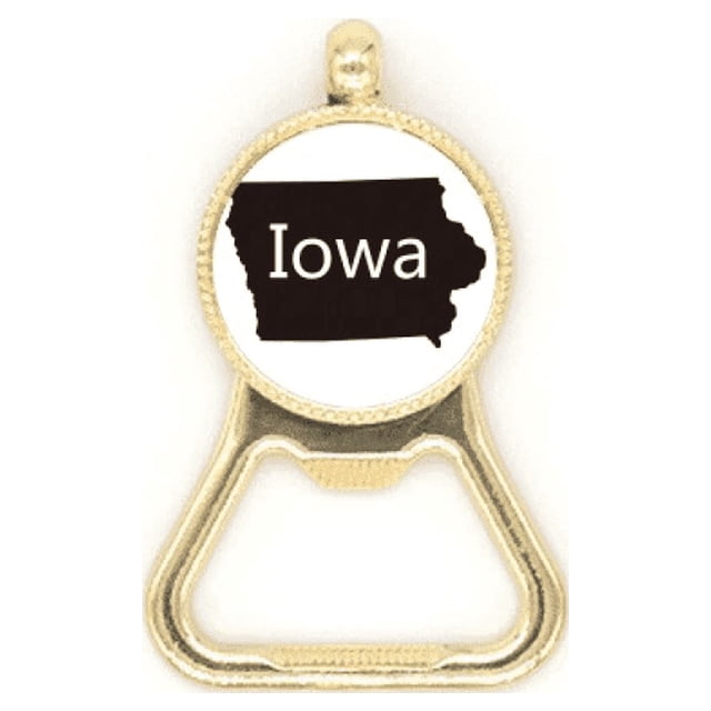 Iowa America USA Map Outline Beer Bottle Cap Opener Stainless Steel Key Chain