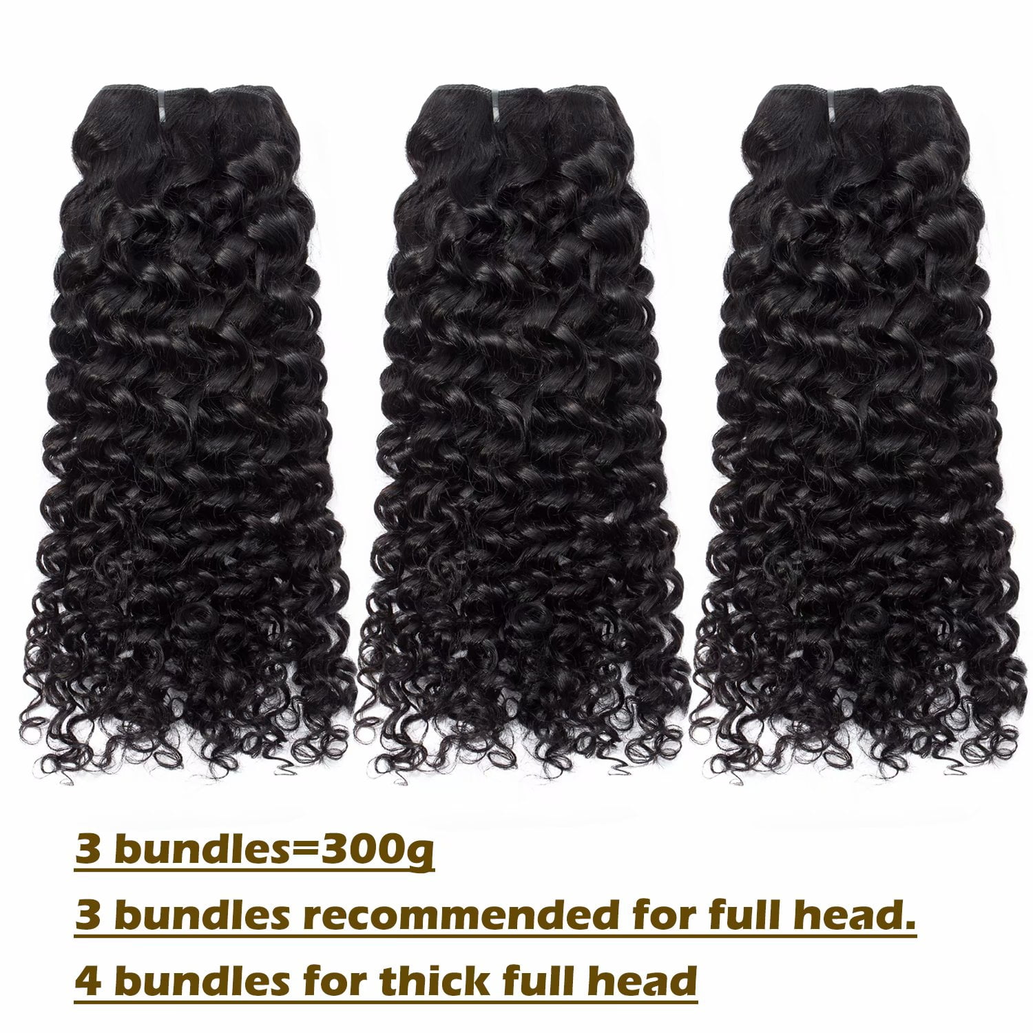 Benehair 100% Virgin Human Hair Extensions Brazilian Hair Weave Weft 1-3 Bundles Thick Water Wave Wavy Black Women 100g 14"-24"