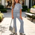thumbnail image 5 of ATOGUTA Girls' Clothes Size 5T-15 Short Sleeve Shirt and Flare Pants Set Perfect for Casual School Outings Holidays Gray, 5 of 7
