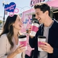 thumbnail image 3 of Fit Meal Prep 50 Pack 16 oz Disposable Coffee Cups with Lids and Pink Sleeves, Lead-Proof Sturdy To Go Coffee Cups with Lids, Pink Hot Paper Cups for Party, Wedding, Birthday (Black Lids), 3 of 7