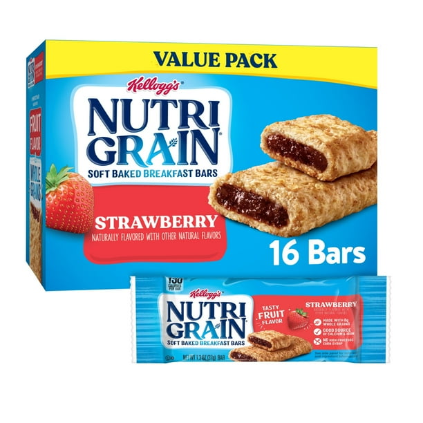 Nutri Grain Soft Baked Breakfast Bars Strawberry 8 Oz 16 Count Walmart Com