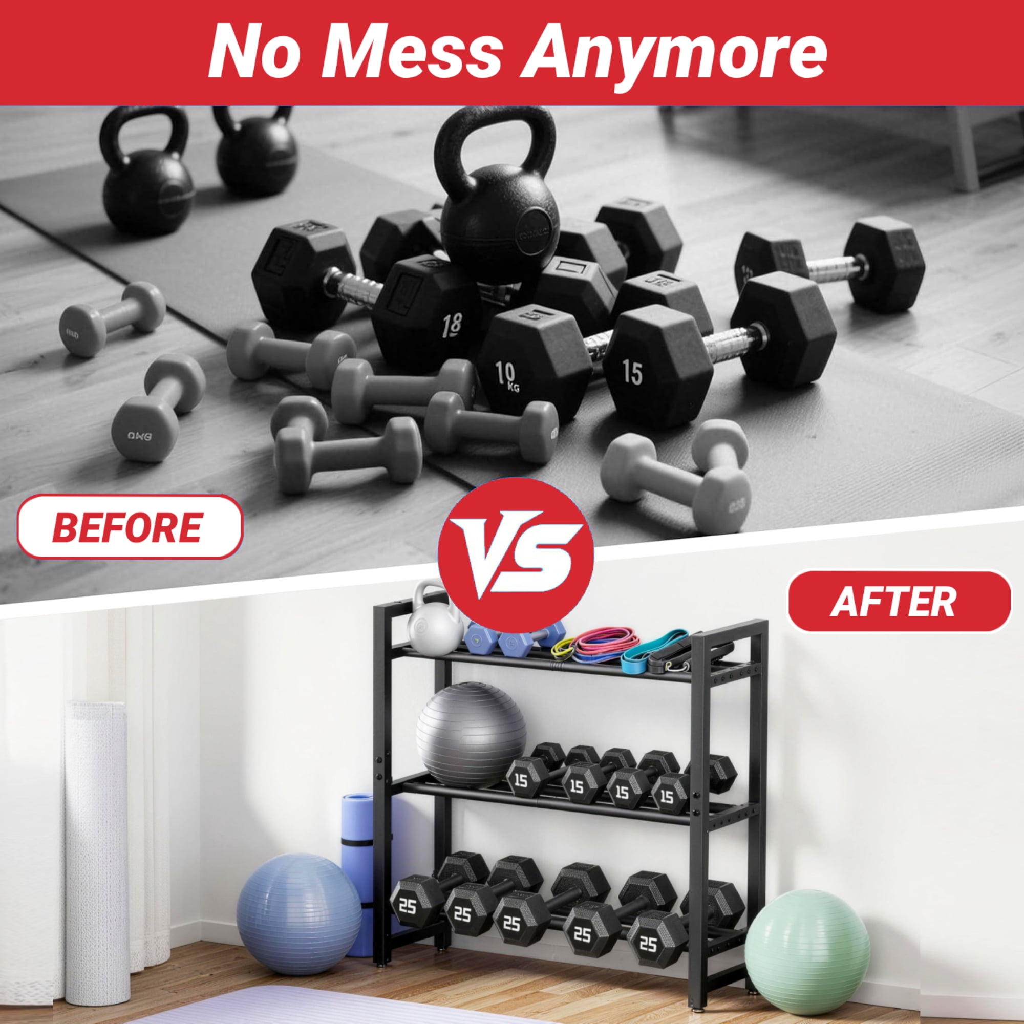 Dumbbell Rack,Blacksmith 3 Tier Adjustable Heavy-Duty Weight Rack for Dumbbell,Kettlebells, Multiple Balls,330 lb Total Capacity,Black