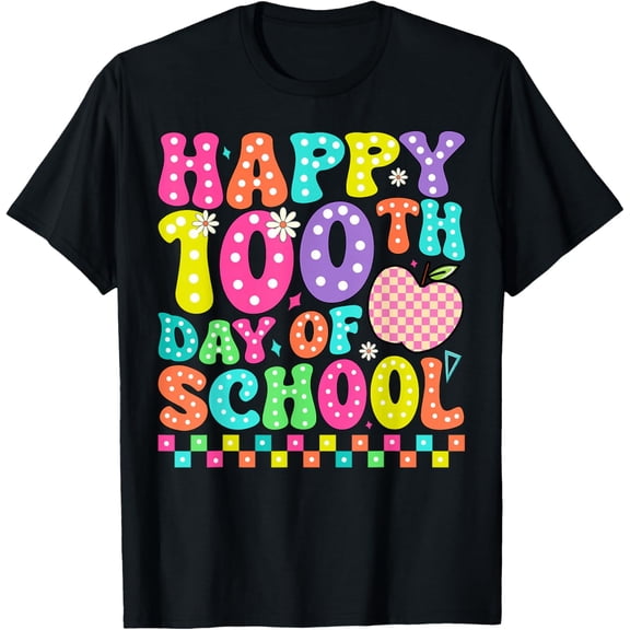 Happy 100th Day of School Teacher Groovy 100 Days Smarter T-Shirt