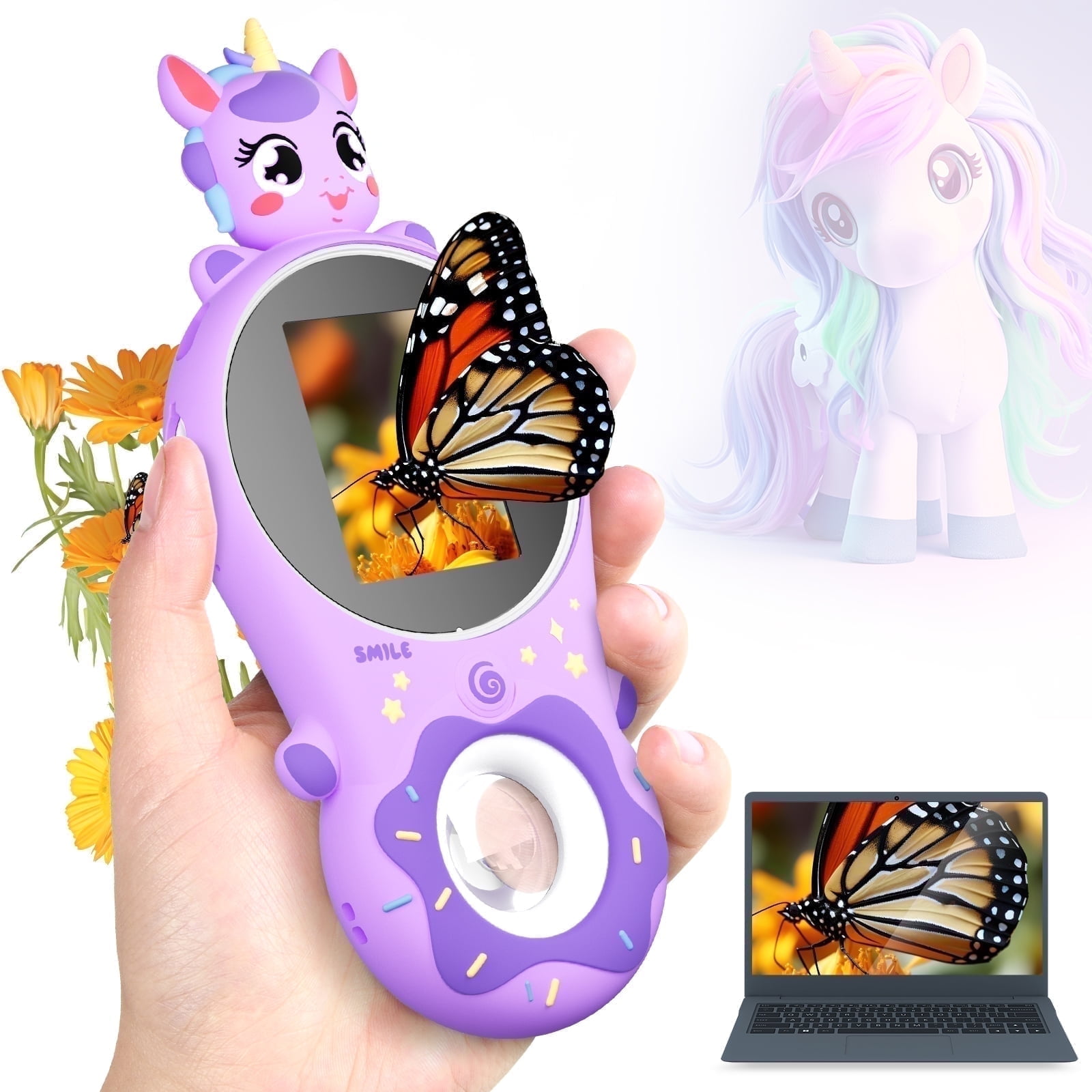 Miniature Handheld microscope Digital Pocket Microscope for Kids Electronic Microscope Coin Microscope-Purple