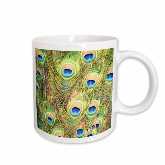 3drose, Macro of Real Peacock Feathers, 15oz Mug