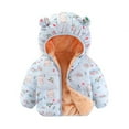 thumbnail image 3 of GYRATEDREAM Winter Coats for Toddler Kids Baby Boys Girls Padded Light Puffer Jacket Outerwear Infant Down Teddy Bear Jacket with Hoods for 18-24M Blue, 3 of 6