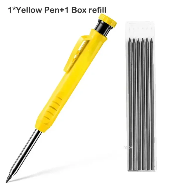 Crayon de Charpentier Solide Taille-Crayon Intégré Adapté pour Kit de Marquage Mécanique d'Architecte de Menuiserie Recharge de Stylo Simple