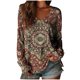 thumbnail image 2 of Uootdi Boho Tops for Women Ethnic Floral Printed Long Sleeve Shirts Vintage Lightweight Casual Loose Graphic Blouses Gift, 2 of 3