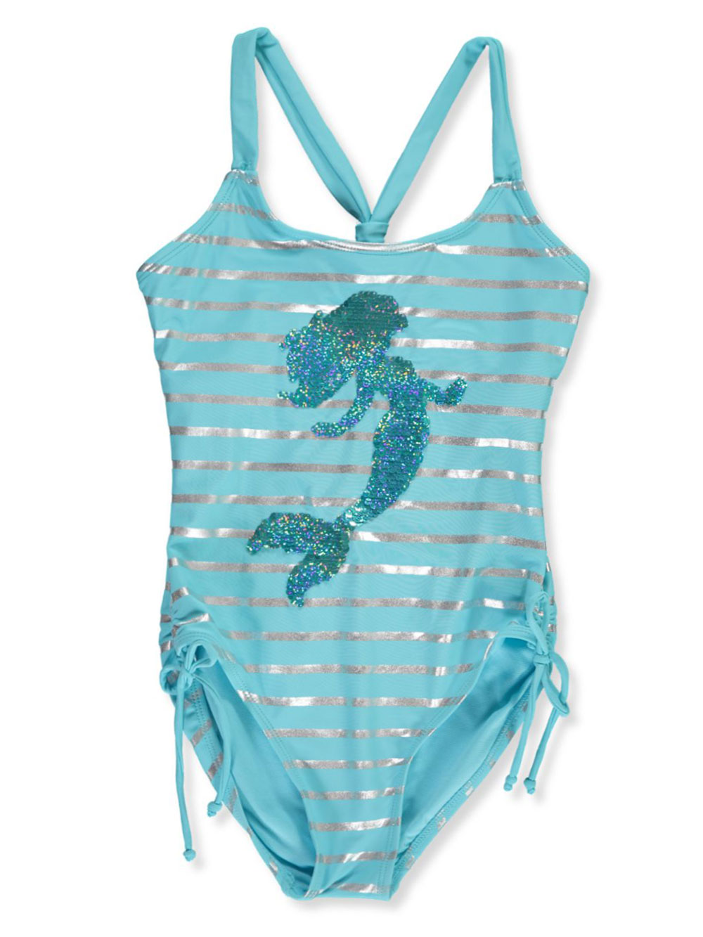 GIRLSQUAD Girls' 1Piece Mermaid Swimsuit (Little Girls)