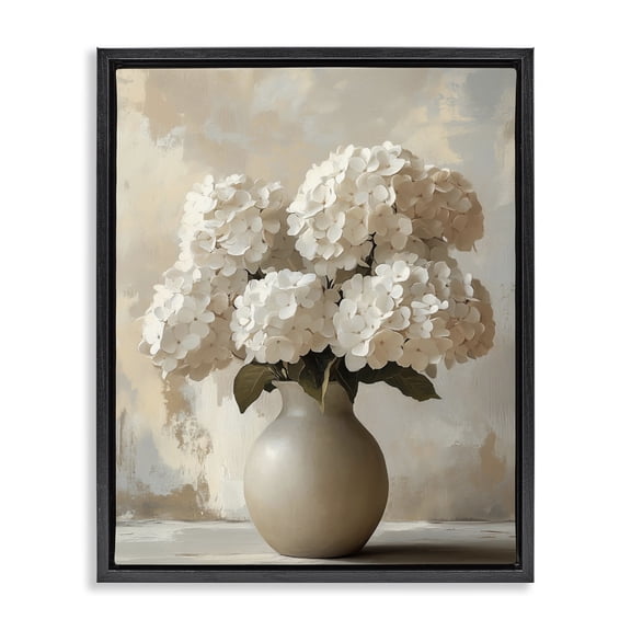 Stupell Industries French Country Vase of Hydrangeas in Bloom Black Floating Frame Canvas Art, 17 x 21, by LSR Design Studio