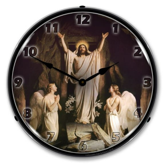 Collectable Sign and Clock Jesus The Resurrection LED Lighted Premium Wall Clock