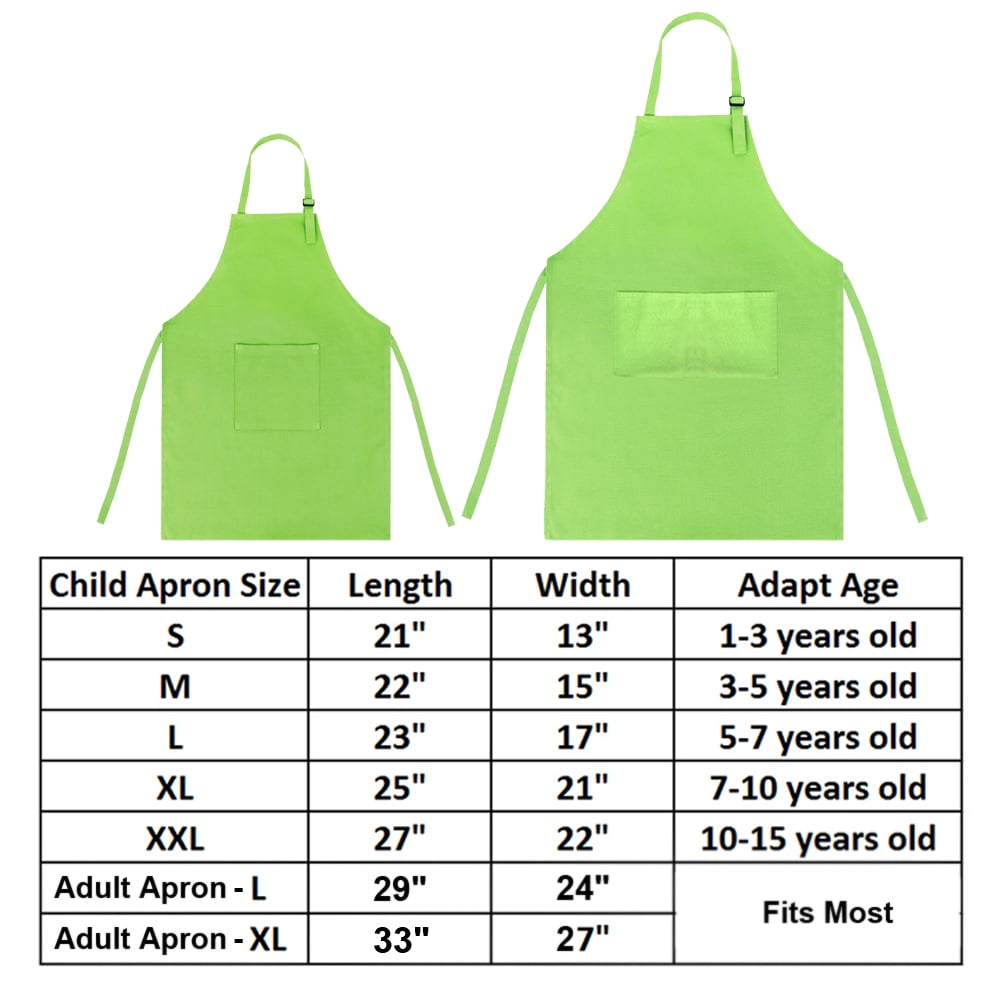 Toptie Cotton Canvas Parent-Child Apron Set-Green-Kid M/Adult L
