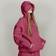 thumbnail image 5 of GEWSEY Hoodie with Eye Mask Built In,Comfort Airplane Mode Travel Hoodies with Hidden Pockets,Blanket Hoodie for Women Men (Brick Red, S), 5 of 9